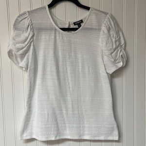 Express | White Eyelet Detail Tee | M